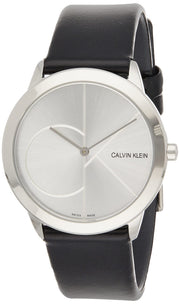  Shop Authentic Calvin Klein Minimal Silver Dial Black Leather Strap Watch for Men - K3M221CY - Luxxuri