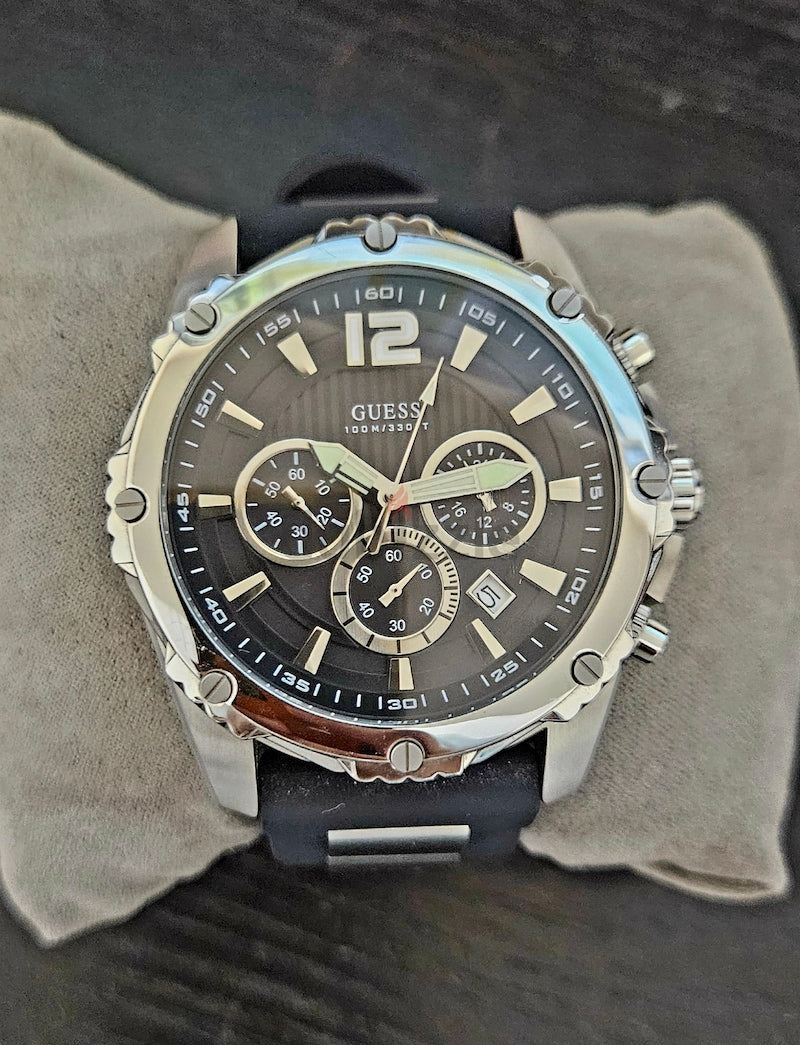  Shop Authentic Guess Intrepid Chronograph Black Dial Two Tone Steel Strap Watch for Men - W0167G1 - Luxxuri