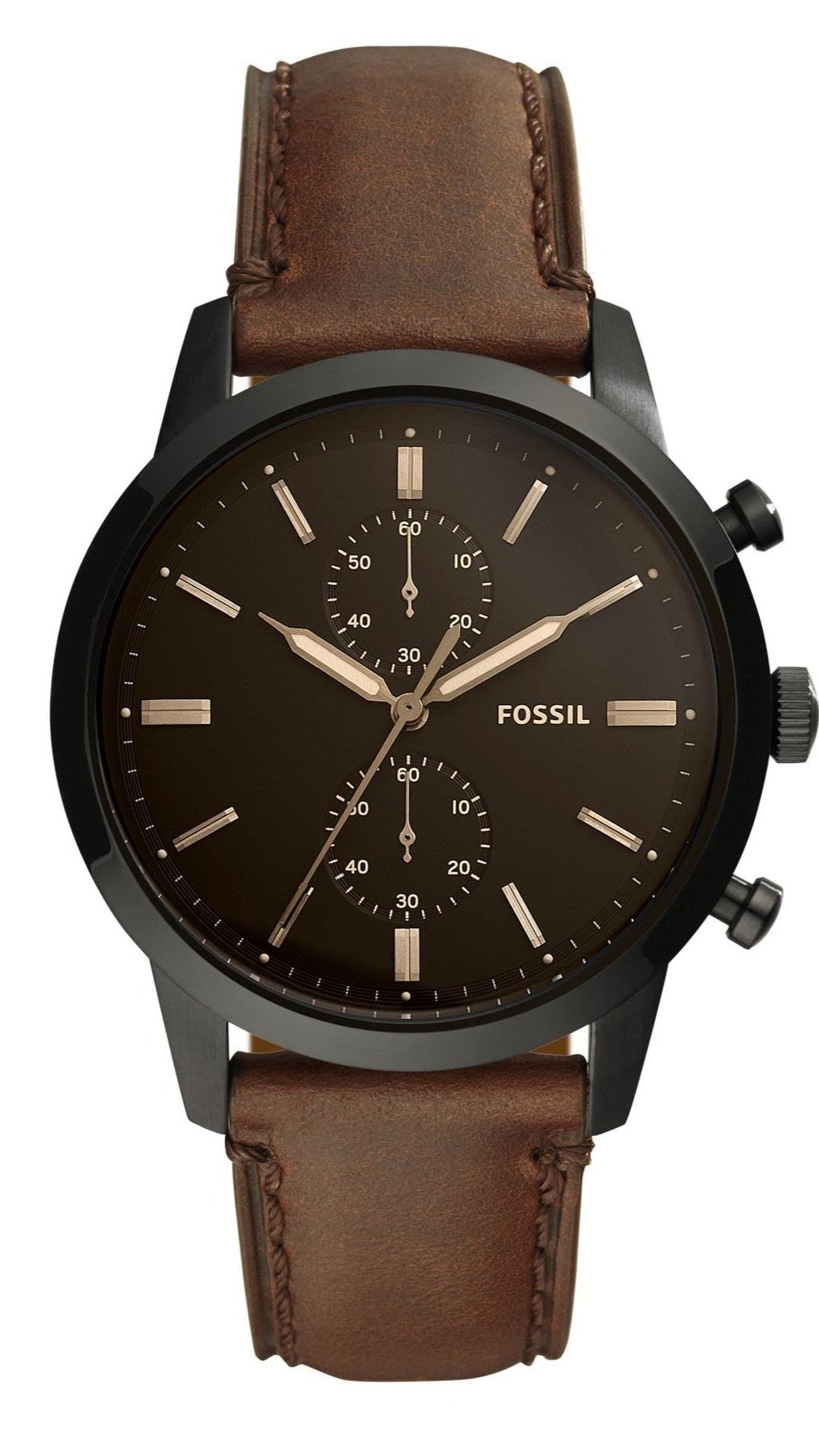  Shop Authentic Fossil Townsman Chronograph Black Dial Brown Leather Strap Watch for Men - FS5437 - Luxxuri