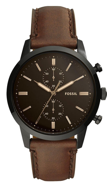 Shop Authentic Fossil Townsman Chronograph Black Dial Brown Leather Strap Watch for Men - FS5437 - Luxxuri
