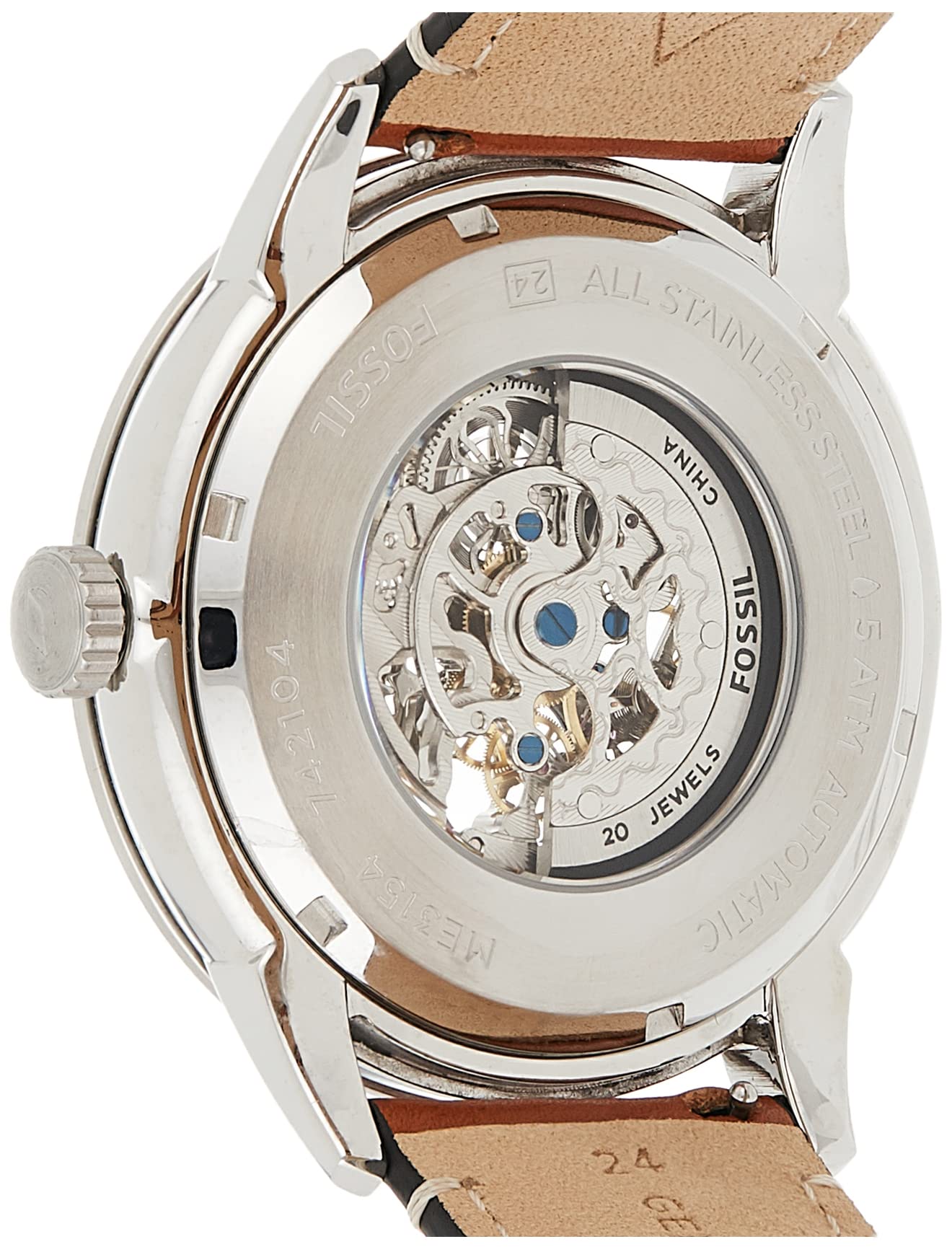  Shop Authentic Fossil Townsman Automatic Skeleton Blue Dial Brown Leather Strap Watch for Men - ME3154 - Luxxuri