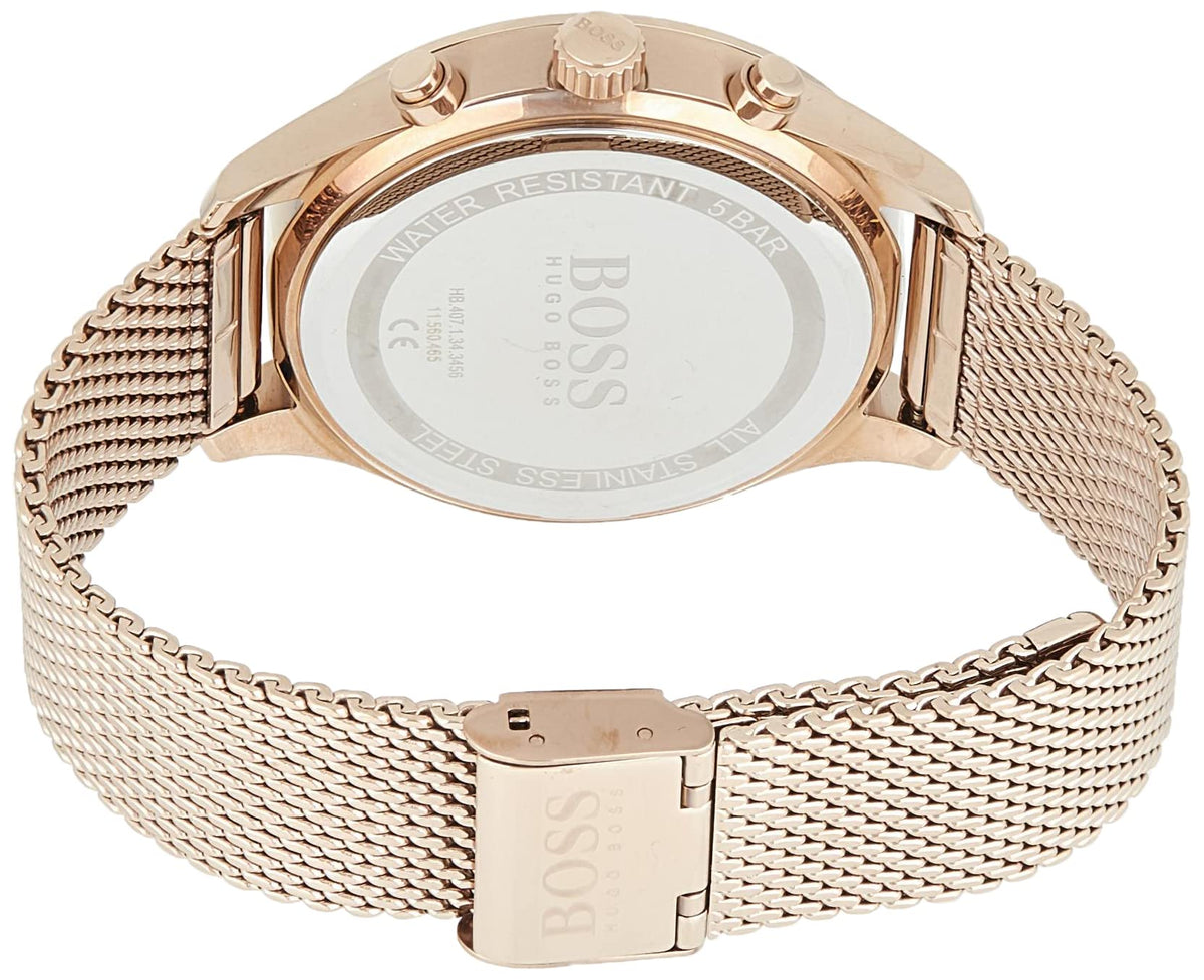  Shop Authentic Hugo Boss Associate Black Dial Rose Gold Mesh Bracelet Watch for Men - 1513806 - Luxxuri