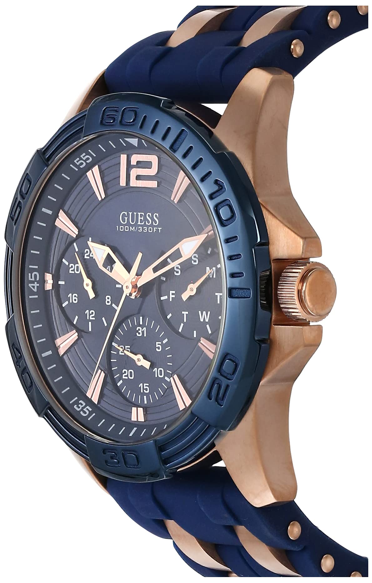  Shop Authentic Guess Oasis Blue Dial Blue & Rose Gold Stainless Steel Strap Watch For Men - W0366G4 - Luxxuri