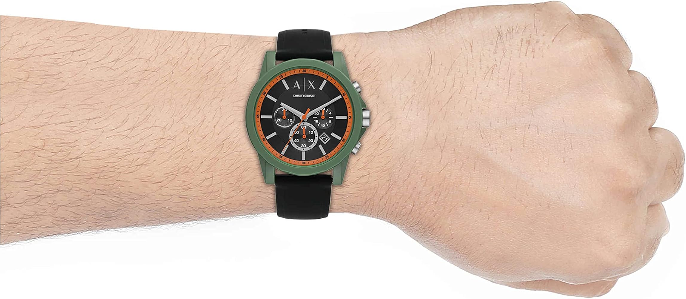  Shop Authentic Armani Exchange Outerbanks Chronograph Black Dial Black Silicone Strap Watch For Men - AX1348 - Luxxuri