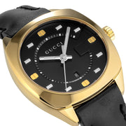  Shop Authentic Gucci GG2570 Quartz Black Dial Black Leather Strap Watch For Women - YA142408 - Luxxuri