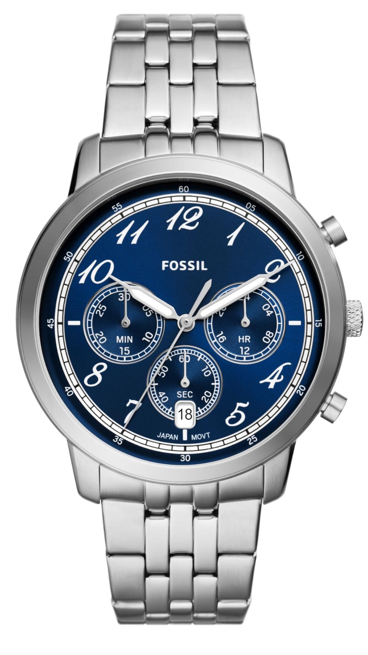  Shop Authentic Fossil Neutra Chronograph Blue Dial Silver Steel Strap Watch for Men - FS6025 - Luxxuri