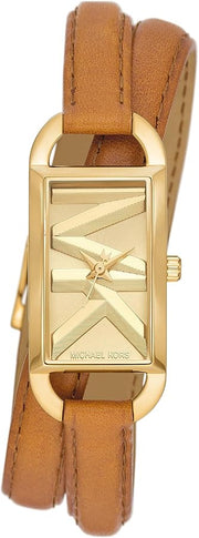  Shop Authentic Michael Kors Empire Three Hand Gold Dial Brown Leather Strap Watch for Women - MK4721 - Luxxuri