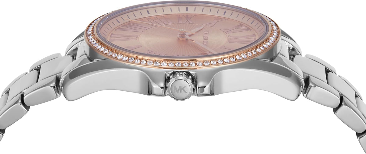  Shop Authentic Michael Kors Kacie Three-Hand Gold Dial Silver Steel Strap Watch for Women - MK4854 - Luxxuri