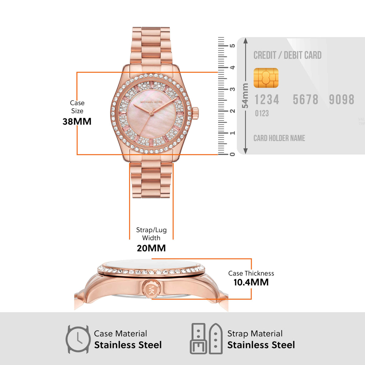  Shop Authentic Michael Kors Lexington Three Hand Mother of Pearl Pink Dial Rose Gold Steel Strap Watch For Women - MK7444 - Luxxuri
