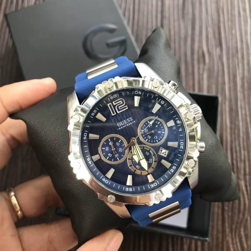  Shop Authentic Guess Sport Multifunction Blue Dial Blue Rubber Strap Watch For Men - W0167G3 - Luxxuri