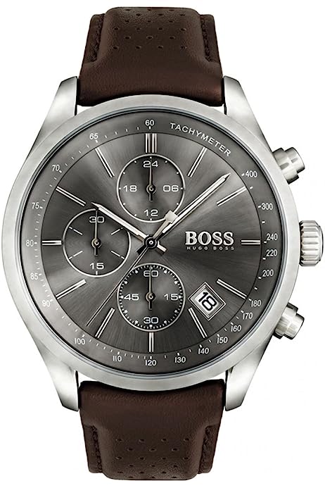  Shop Authentic Hugo Boss Skymaster Grey Dial Brown Leather Strap Watch for Men - 1513787 - Luxxuri