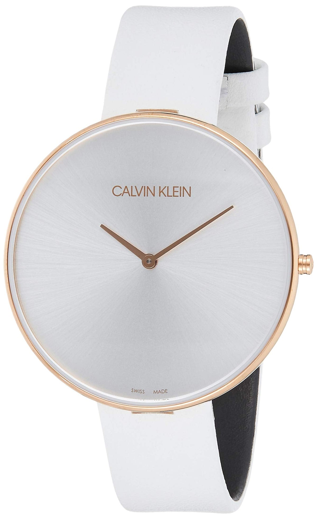  Shop Authentic Calvin Klein Full Moon White Dial White Leather Strap Watch for Women - K8Y236L6 - Luxxuri