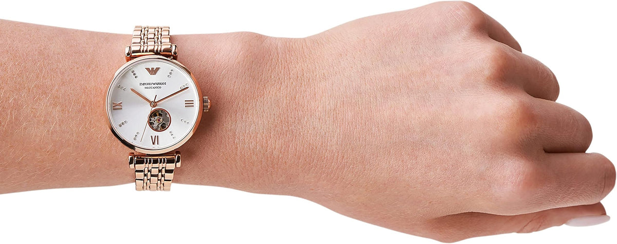  Shop Authentic Emporio Armani Gianni T-Bar Silver Dial Rose Gold Steel Strap Watch For Women - AR60023 - Luxxuri