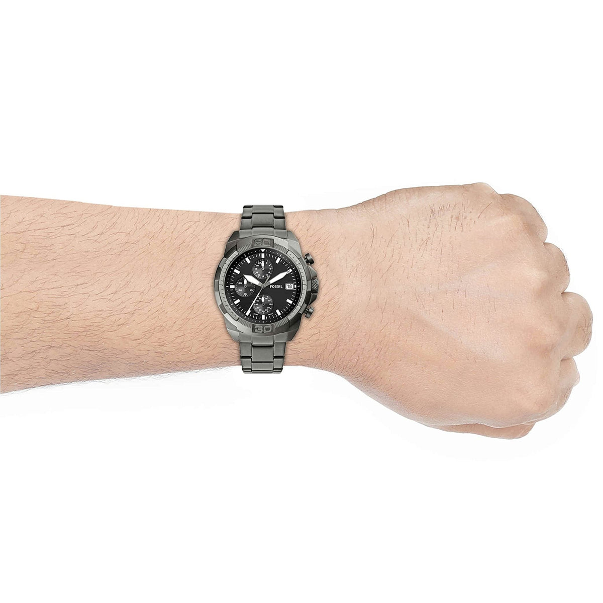  Shop Authentic Fossil Bronson Chronograph Black Dial Grey Steel Strap Watch for Men - FS5852 - Luxxuri