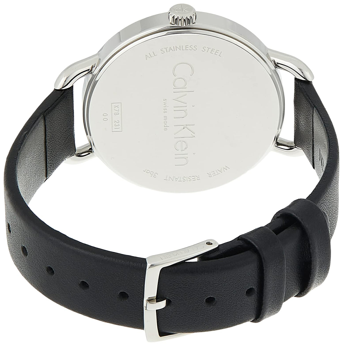  Shop Authentic Calvin Klein Evan White Dial Black Leather Strap Watch for Women - K7B231CY - Luxxuri