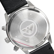  Shop Authentic Emporio Armani Mario Chronograph Black Dial Black Leather Strap Watch For Men - AR11243 - Luxxuri