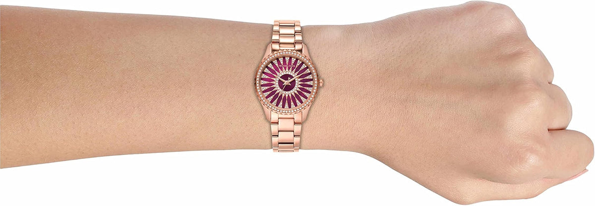  Shop Authentic Michael Kors Layton Three Hand Red Dial Rose Gold Steel Strap Watch For Women - MK6893 - Luxxuri
