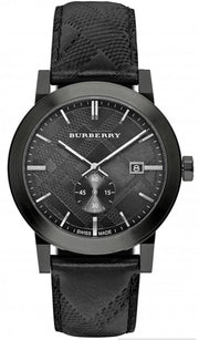  Shop Authentic Burberry The City Black Dial Black Leather Strap Watch for Men - BU9906 - Luxxuri