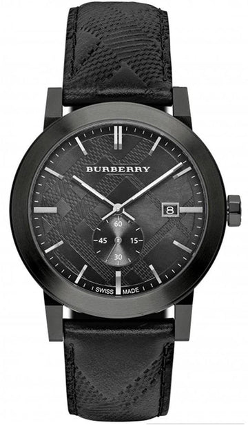  Shop Authentic Burberry The City Black Dial Black Leather Strap Watch for Men - BU9906 - Luxxuri