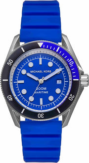  Shop Authentic Michael Kors Maritime Three-Hand Analog Blue Dial Blue Silicone Strap Watch for Men - MK9156 - Luxxuri