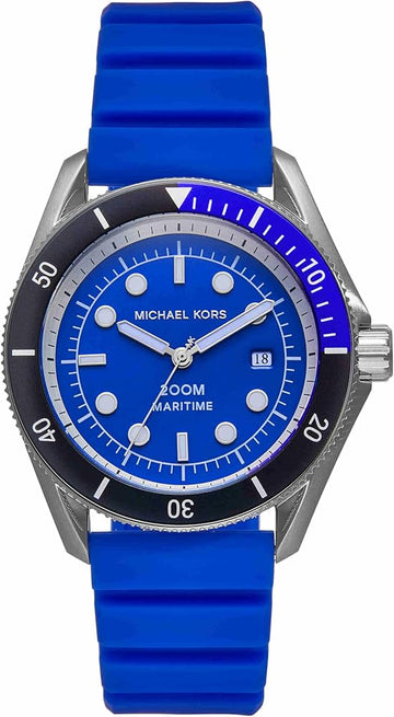  Shop Authentic Michael Kors Maritime Three-Hand Analog Blue Dial Blue Silicone Strap Watch for Men - MK9156 - Luxxuri