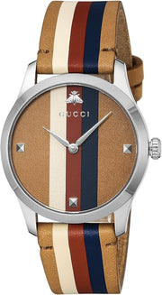  Shop Authentic Gucci G Timeless Quartz Brown Dial Brown Leather Strap Watch For Men - YA1264078 - Luxxuri