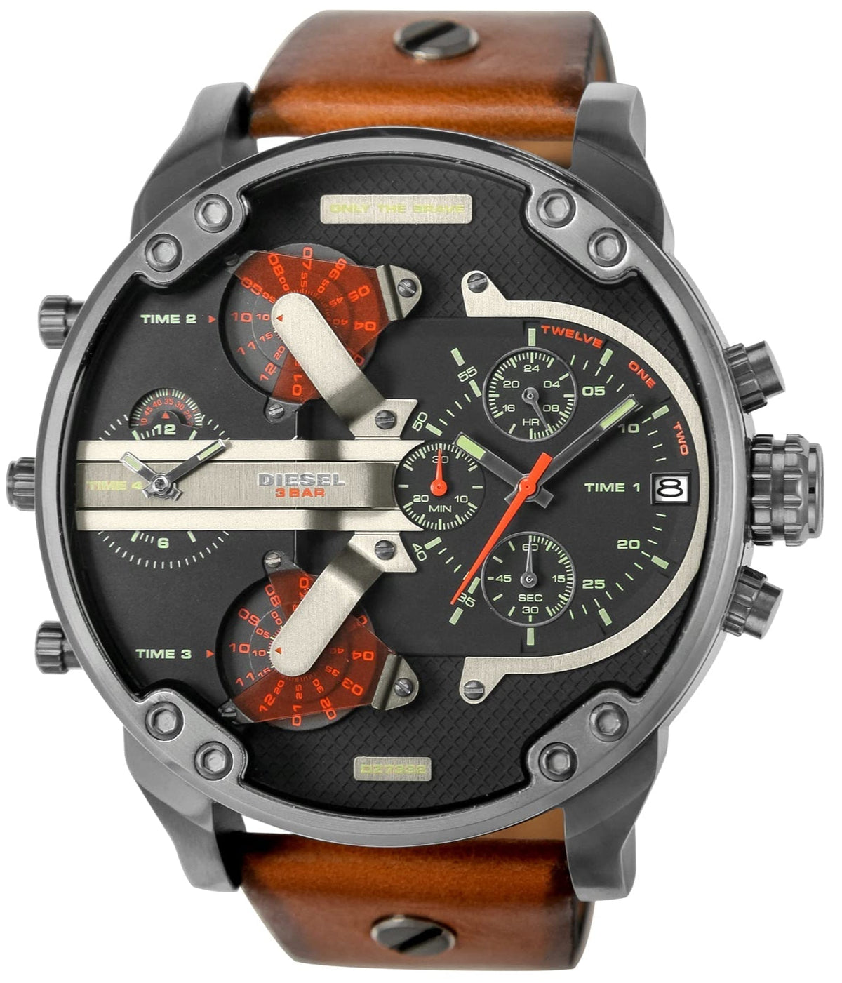  Shop Authentic Diesel Mr Daddy 2.0 Black Dial Brown Leather Strap Watch For Men - DZ7332 - Luxxuri