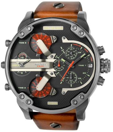  Shop Authentic Diesel Mr Daddy 2.0 Black Dial Brown Leather Strap Watch For Men - DZ7332 - Luxxuri