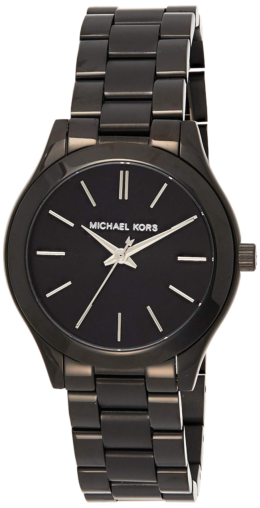  Shop Authentic Michael Kors Mini Slim Runway Black Dial Black Steel Strap Watch for Women - MK3587 - Luxxuri