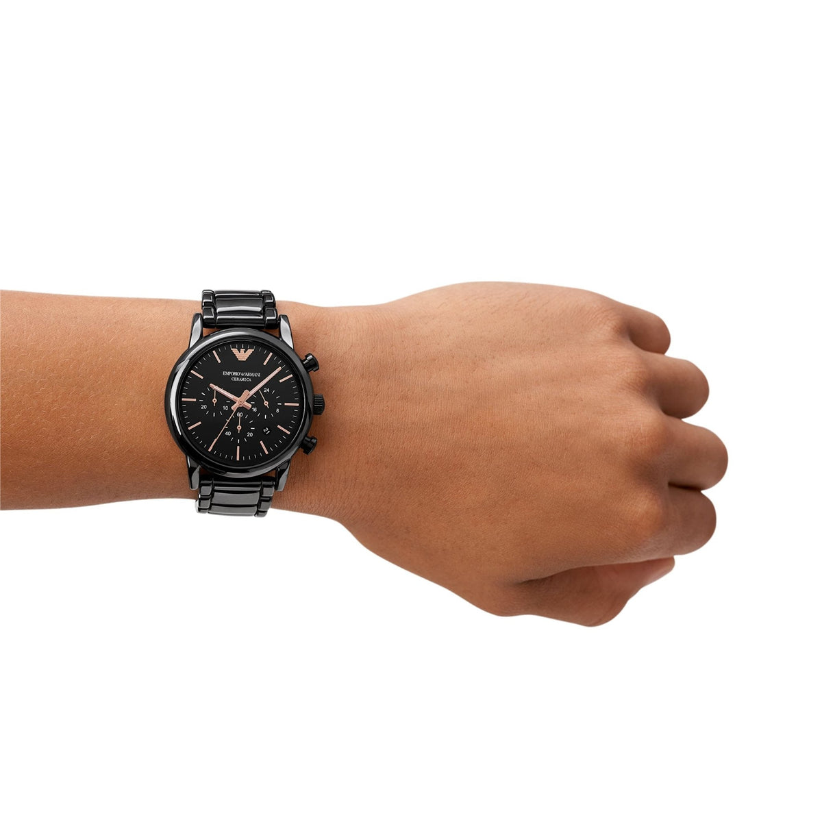  Shop Authentic Emporio Armani Luigi Ceramic Chronograph Black Dial Black Strap Watch For Men - AR1509 - Luxxuri