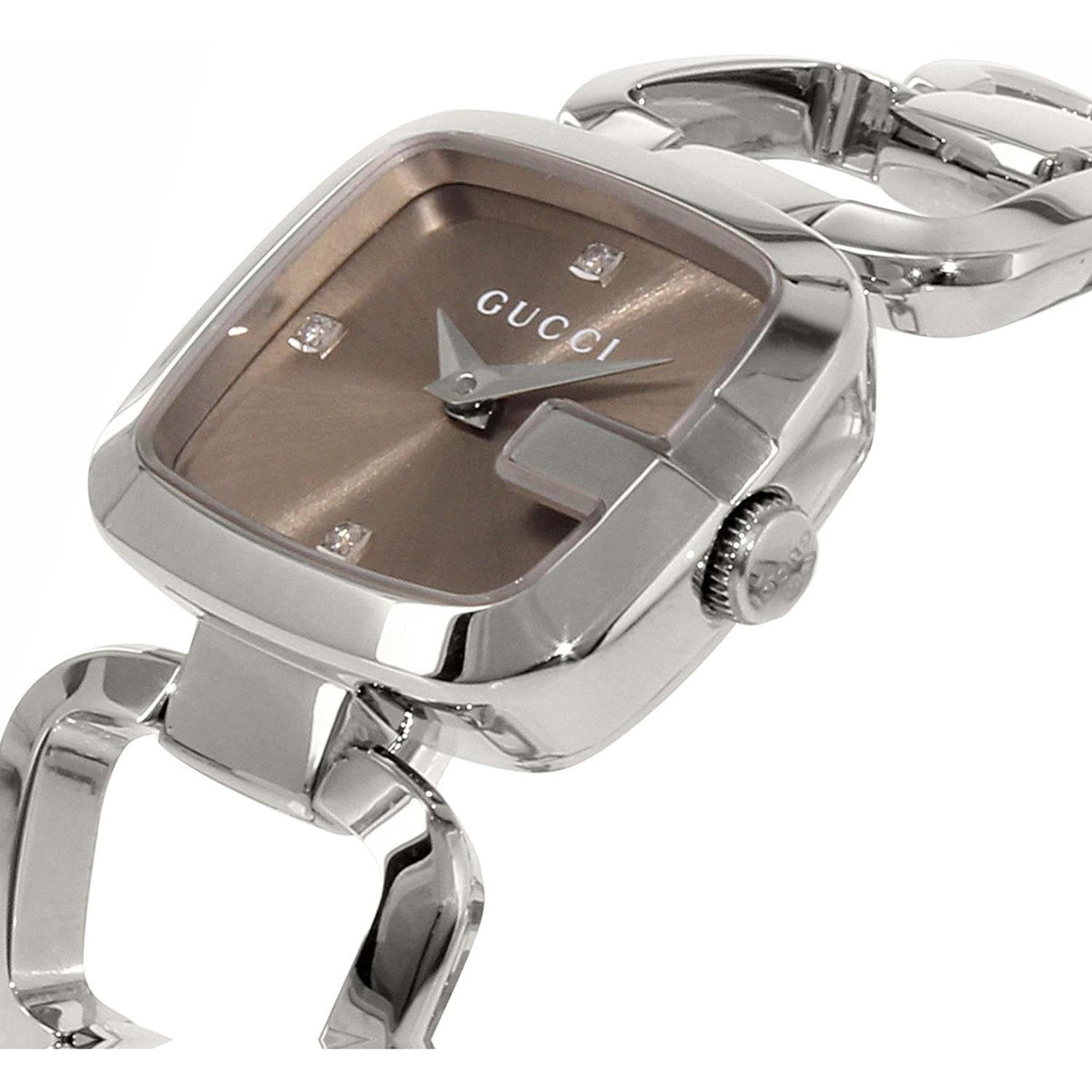  Shop Authentic Gucci G Gucci Brown Dial Silver Steel Strap Watch For Women - YA125503 - Luxxuri
