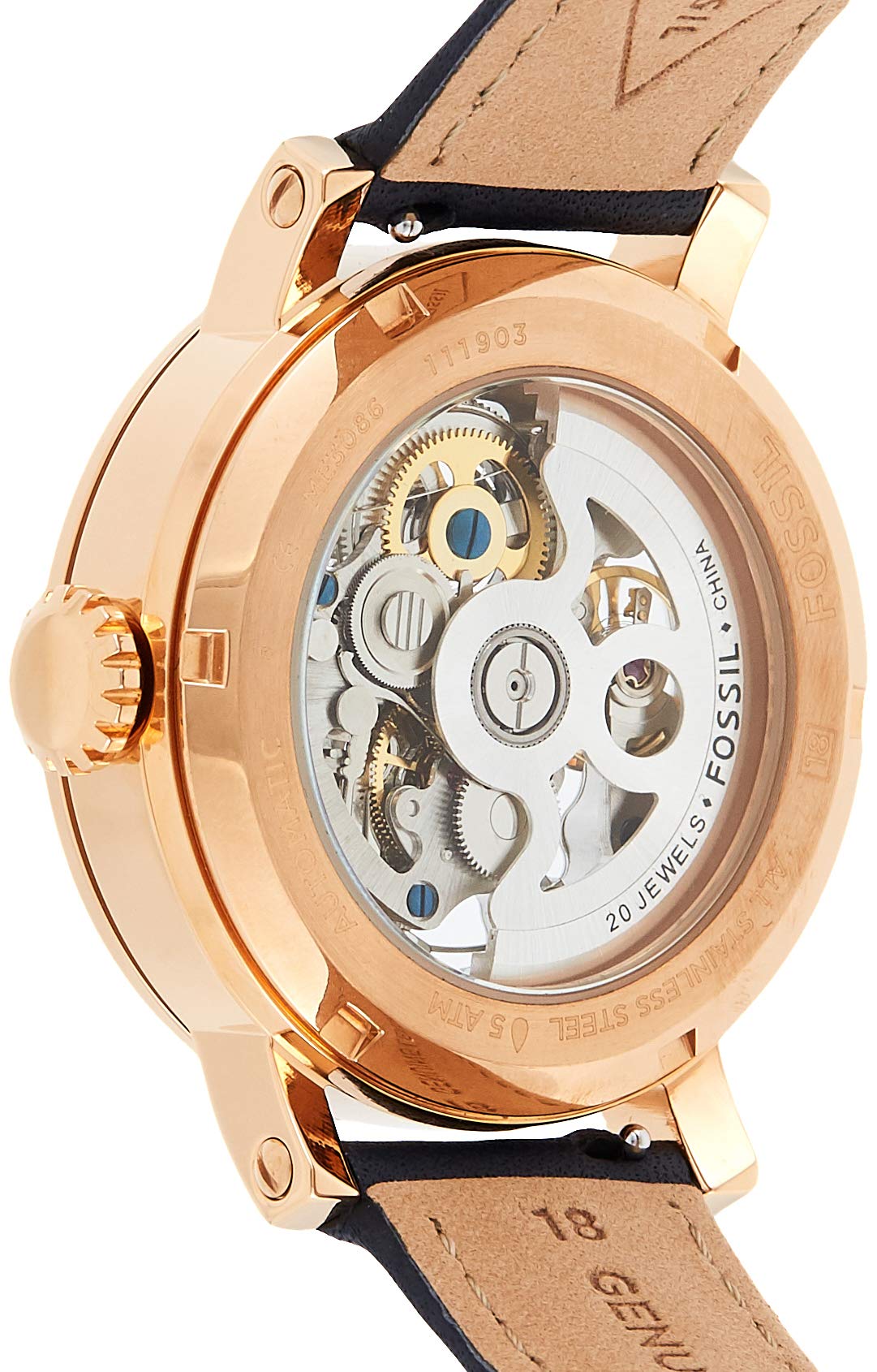  Shop Authentic Fossil Original Boyfriend Skeleton White Dial Blue Leather Strap Watch for Women - ME3086 - Luxxuri