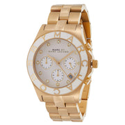  Shop Authentic Marc Jacobs Blade Chronograph White Dial Gold Steel Strap Watch for Women - MBM3081 - Luxxuri