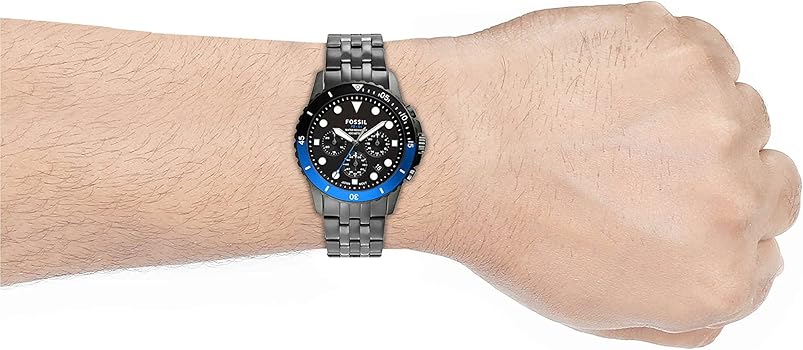  Shop Authentic Fossil FB-01 Chronograph Black Dial Grey Steel Strap Watch for Men - FS5835 - Luxxuri