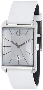  Shop Authentic Calvin Klein Window White Dial White Leather Strap Watch for Men - K2M21120 - Luxxuri