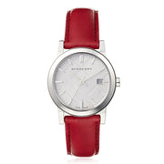 Shop Authentic Burberry The City Silver Dial Red Leather Strap Watch for Women - BU9129 - Luxxuri