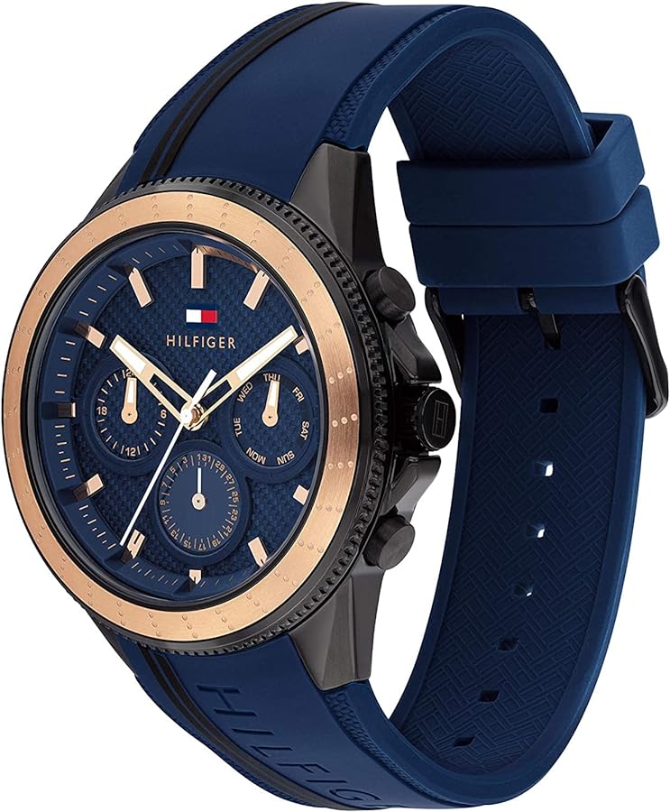  Shop Authentic Tommy Hilfiger Aiden Chronograph Blue Dial Blue Silicone Strap Watch For Men - 1791860 - Luxxuri