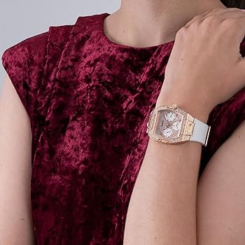  Shop Authentic Guess Raven Diamonds Rose Gold Dial White Silicone Strap Watch for Women - GW0105L3 - Luxxuri