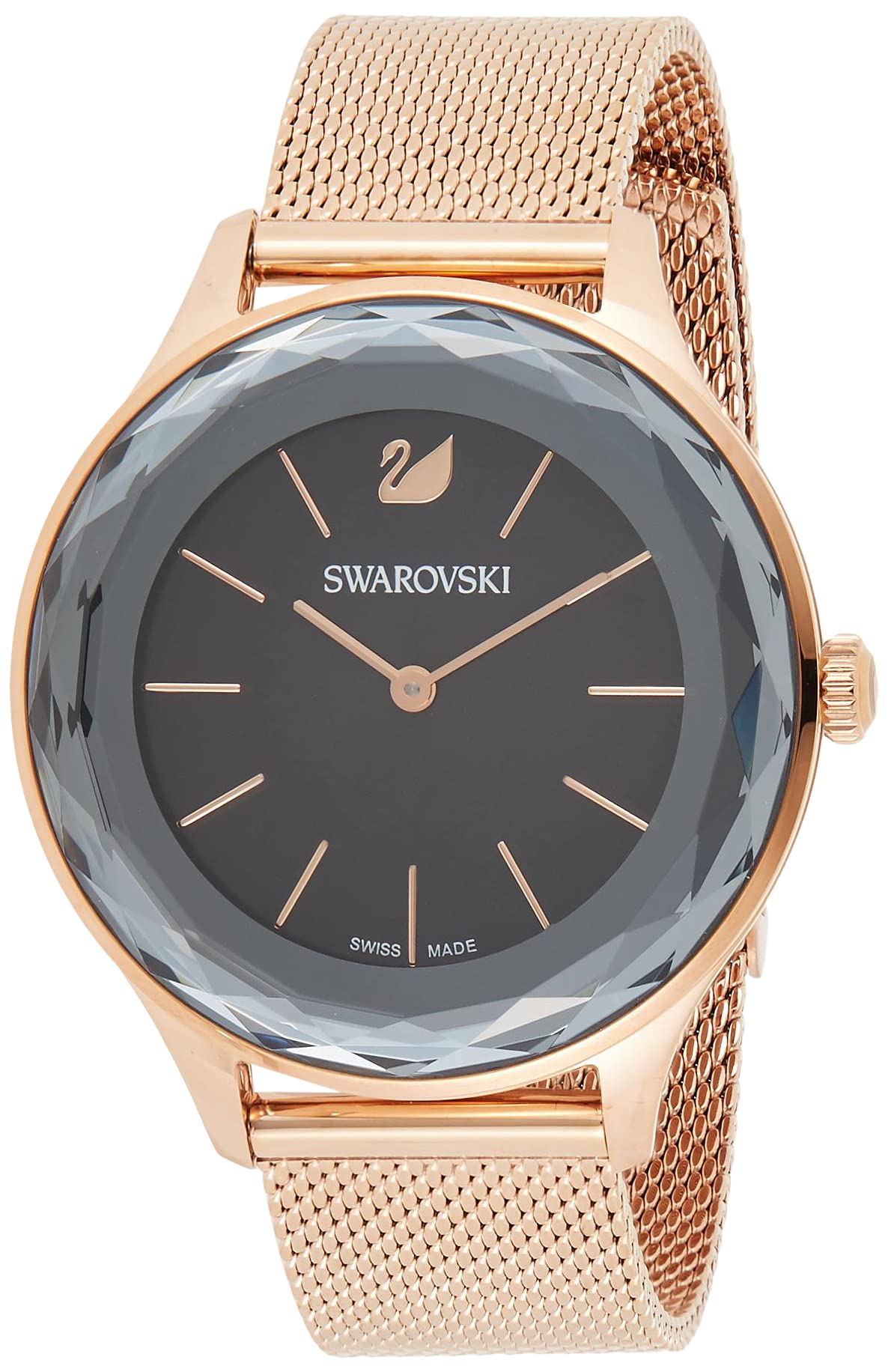  Shop Authentic Swarovski Octea Nova Black Dial Rose Gold Mesh Bracelet Watch for Women - 5430424 - Luxxuri
