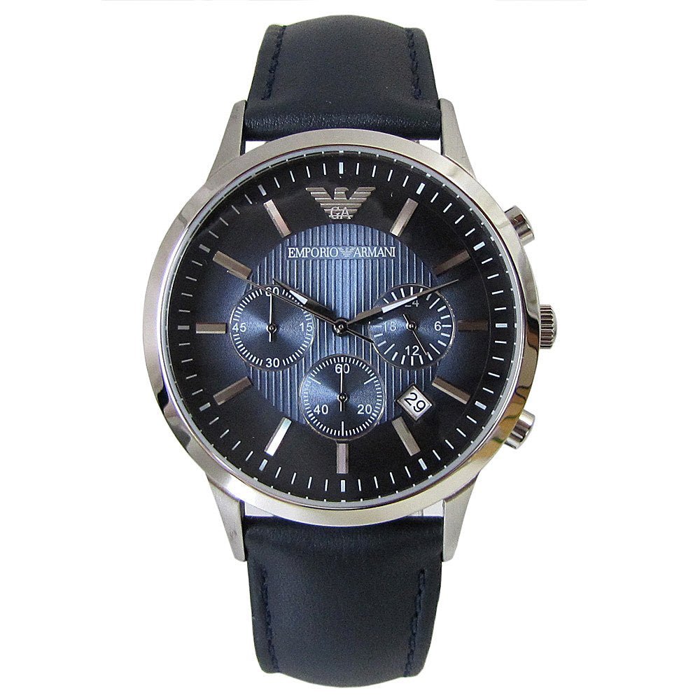  Shop Authentic Emporio Armani Classic Chronograph Blue Dial Blue Leather Strap Watch For Men - AR2473 - Luxxuri
