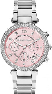  Shop Authentic Michael Kors Parker Chronograph Pink Dial Silver Steel Strap Watch For Women - MK6105 - Luxxuri