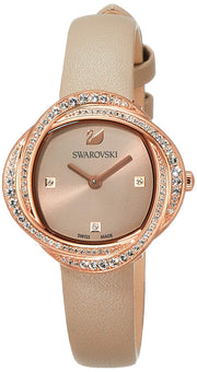  Shop Authentic Swarovski Crystal Flower Grey Dial Grey Leather Strap Watch for for Women - 5552424 - Luxxuri