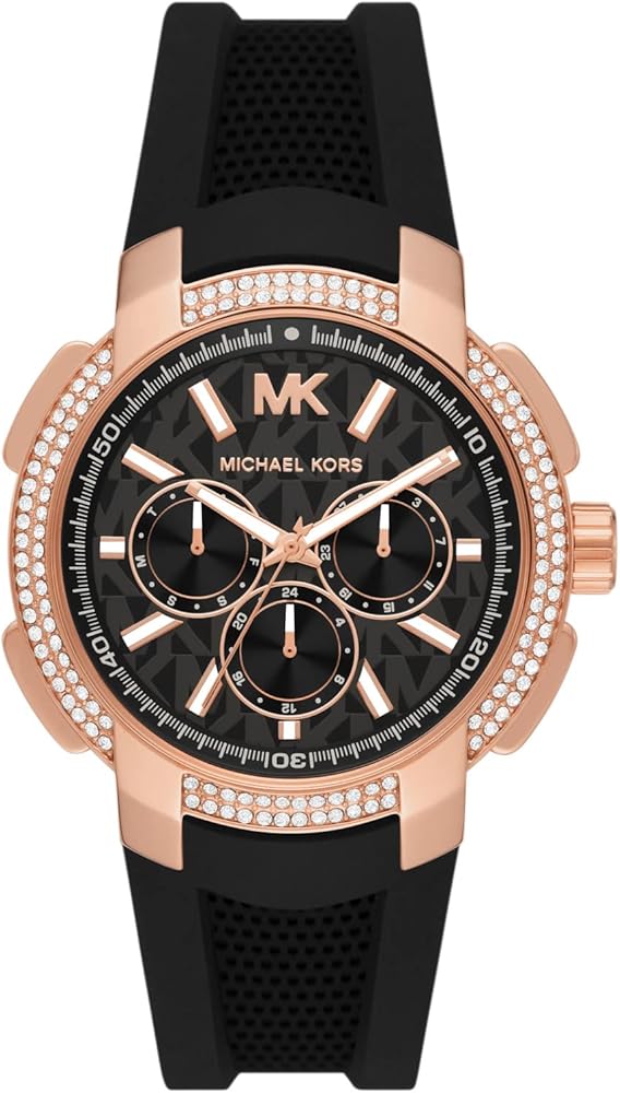  Shop Authentic Michael Kors Sydney Pave Black Dial Black Silicone Strap Watch for Women - MK7245 - Luxxuri