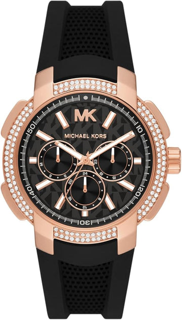  Shop Authentic Michael Kors Sydney Pave Black Dial Black Silicone Strap Watch for Women - MK7245 - Luxxuri