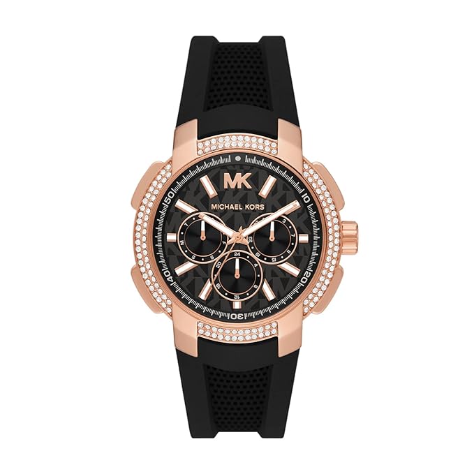  Shop Authentic Michael Kors Sydney Pave Black Dial Black Silicone Strap Watch for Women - MK7245 - Luxxuri