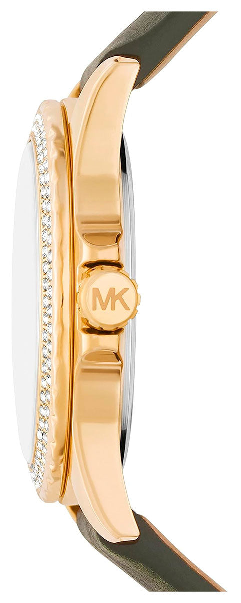  Shop Authentic Michael Kors Mini Everest Crystals White Dial Green Leather Strap Watch for Women - MK4720 - Luxxuri