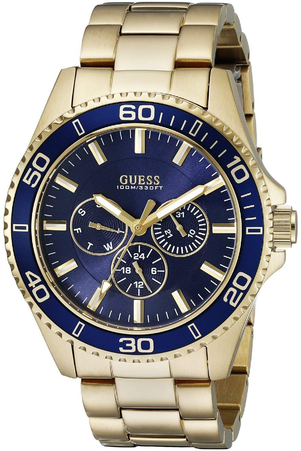  Shop Authentic Guess Chaser Multifunction Blue Dial Gold Steel Strap Watch for Men - W0172G5 - Luxxuri