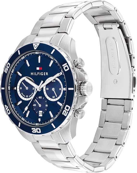  Shop Authentic Tommy Hilfiger Jordan Chronograph Blue Dial Silver Steel Strap Watch For Men - 1792094 - Luxxuri