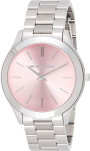  Shop Authentic Michael Kors Slim Runway Quartz Pink Dial Silver Steel Strap Watch For Women - MK3380 - Luxxuri