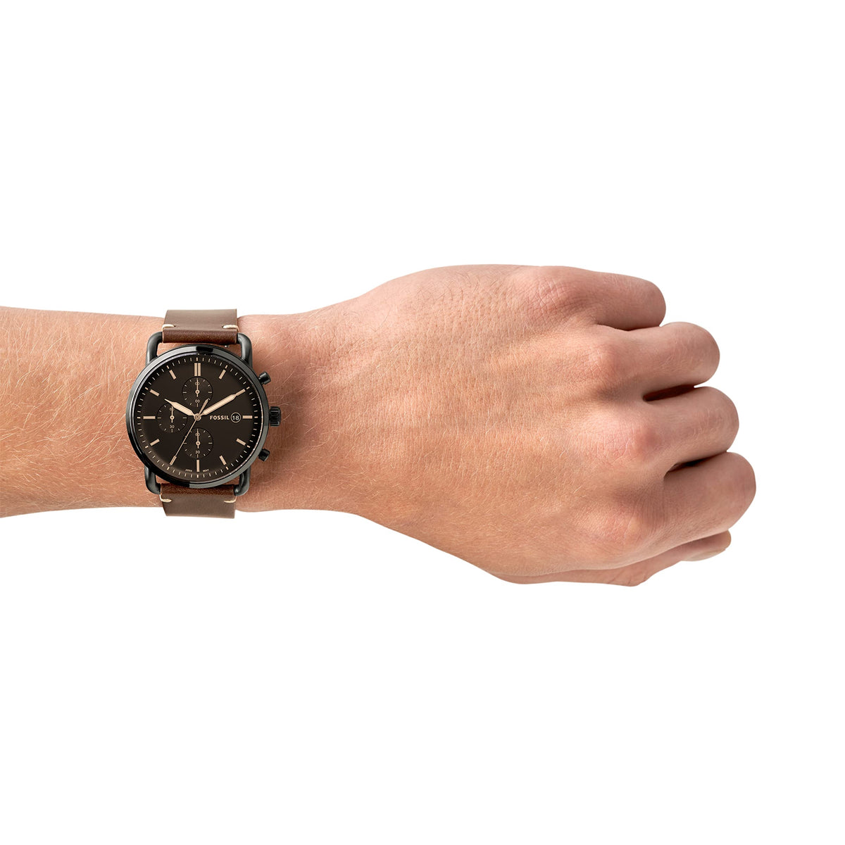  Shop Authentic Fossil Commuter Chronograph Black Dial Brown Leather Strap Watch for Men - FS5403 - Luxxuri